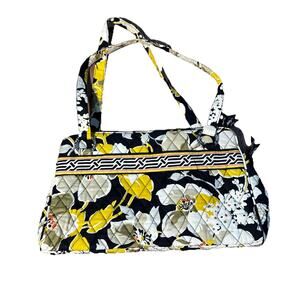 Vera Bradley Dogwood Handbag Purse Yellow‎ And Black Floral Pattern